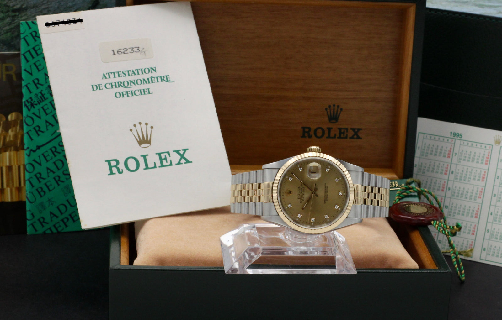 Rolex Datejust 16233G Box Papers 1995 Trophies Watches