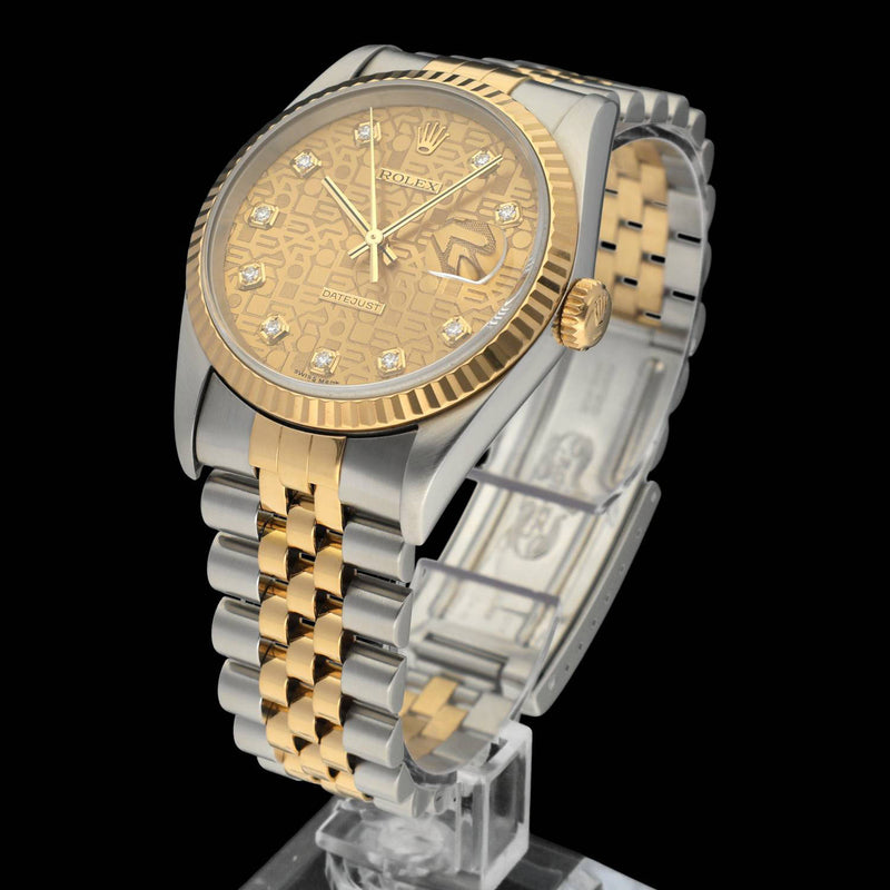 Rolex Datejust 16233G. Opwinden, Automatisch. Materiaal, Goud/Staal. Jaar, 2003. Diameter, 36mm. Rolex heren horloge.