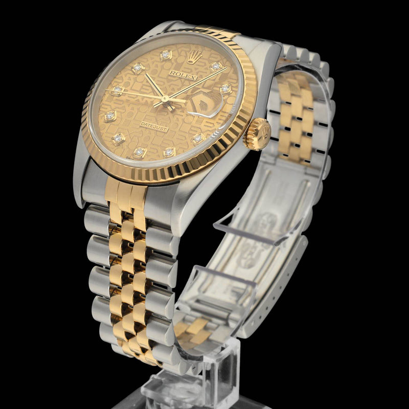 Rolex Datejust 16233G. Opwinden, Automatisch. Materiaal, Goud/Staal. Jaar, 2003. Diameter, 36mm. Rolex heren horloge.